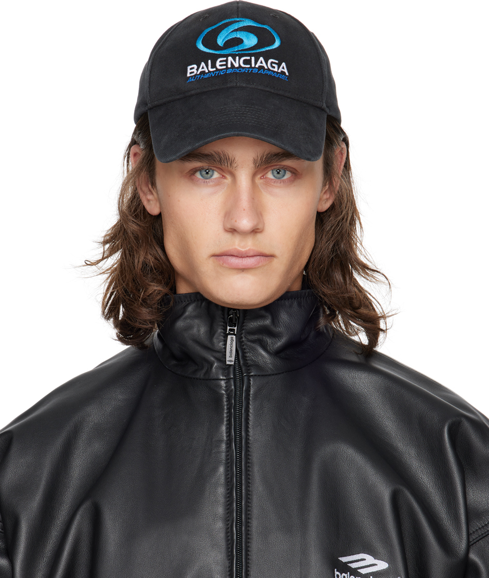 Balenciaga Black Surfer Cap In 1001 Washed Black