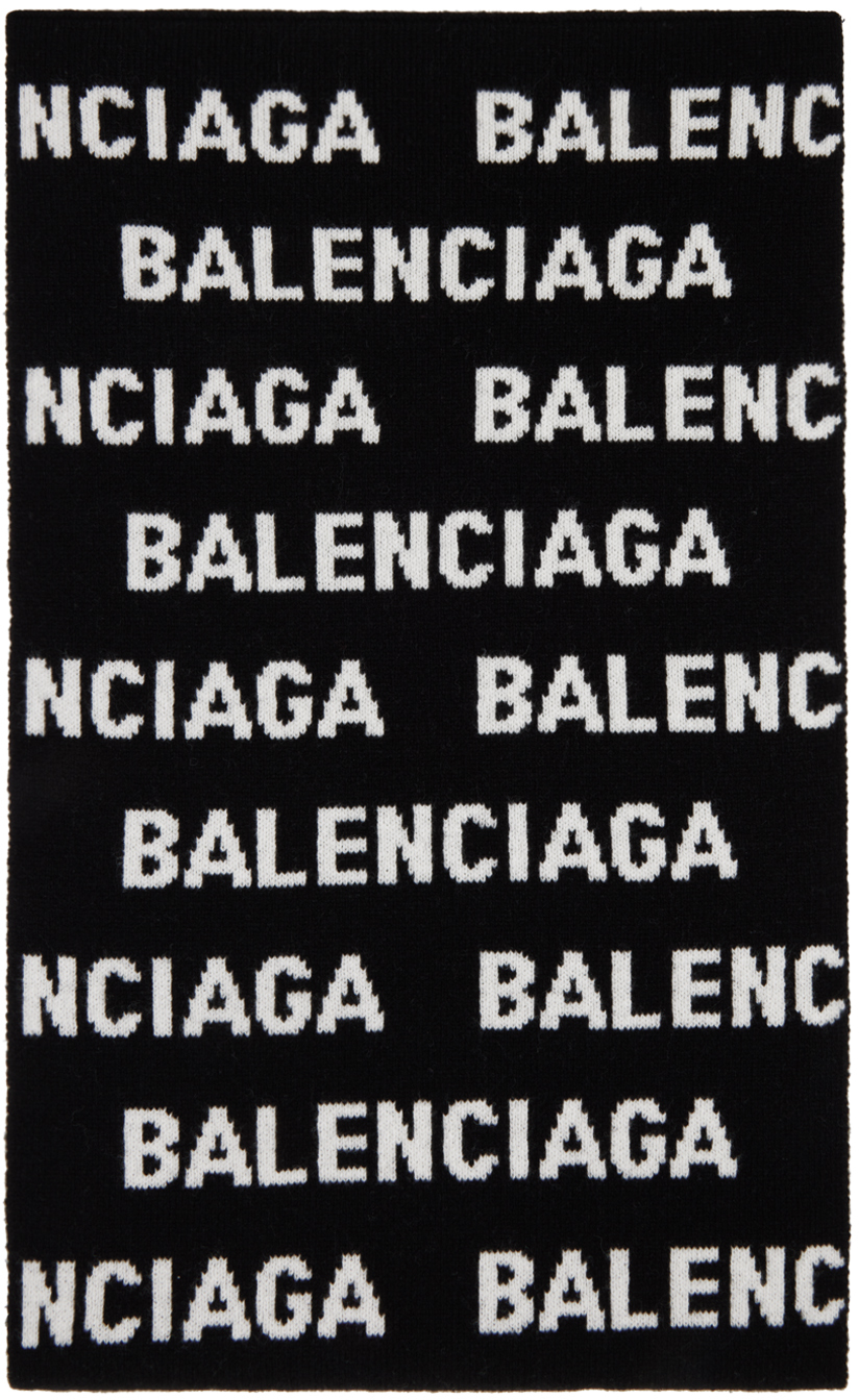 Balenciaga: Black & White All Over Scarf | SSENSE