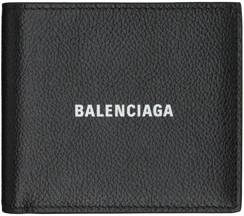 Balenciaga Black Cash Square Folded Wallet In 1090 Black/l White