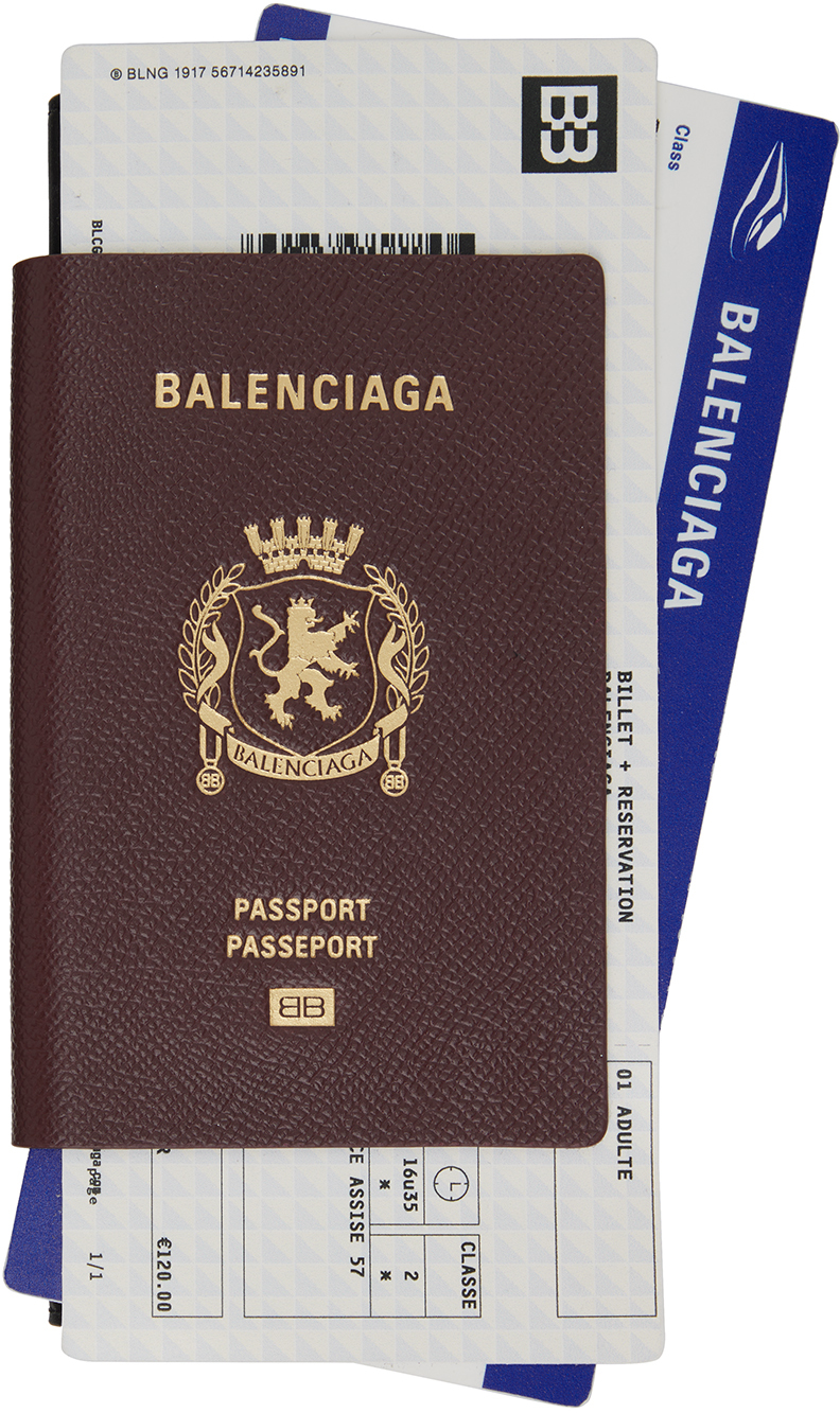 Burgundy Passport Long 2 Tickets Wallet