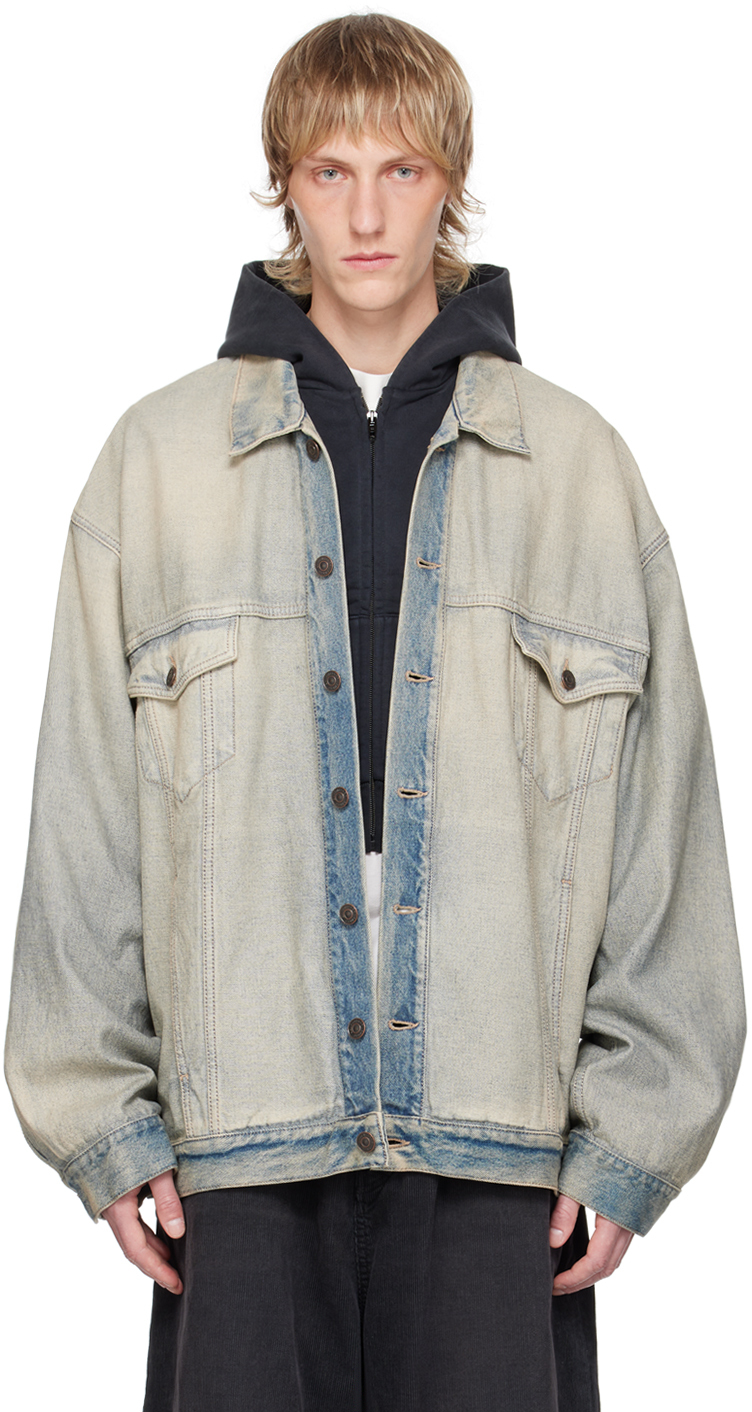 Balenciaga shearling shops denim jacket