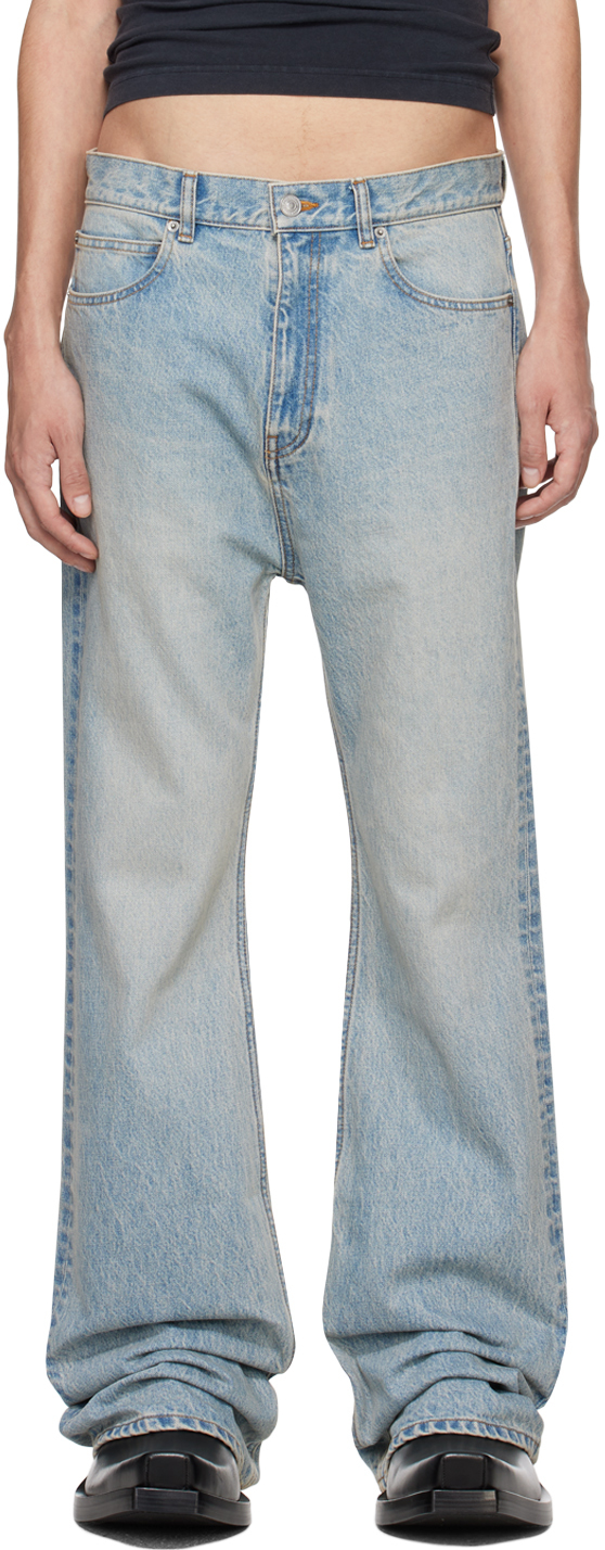 Shop Balenciaga Blue Relaxed-fit Jeans In 4076 Light Indigo/ma