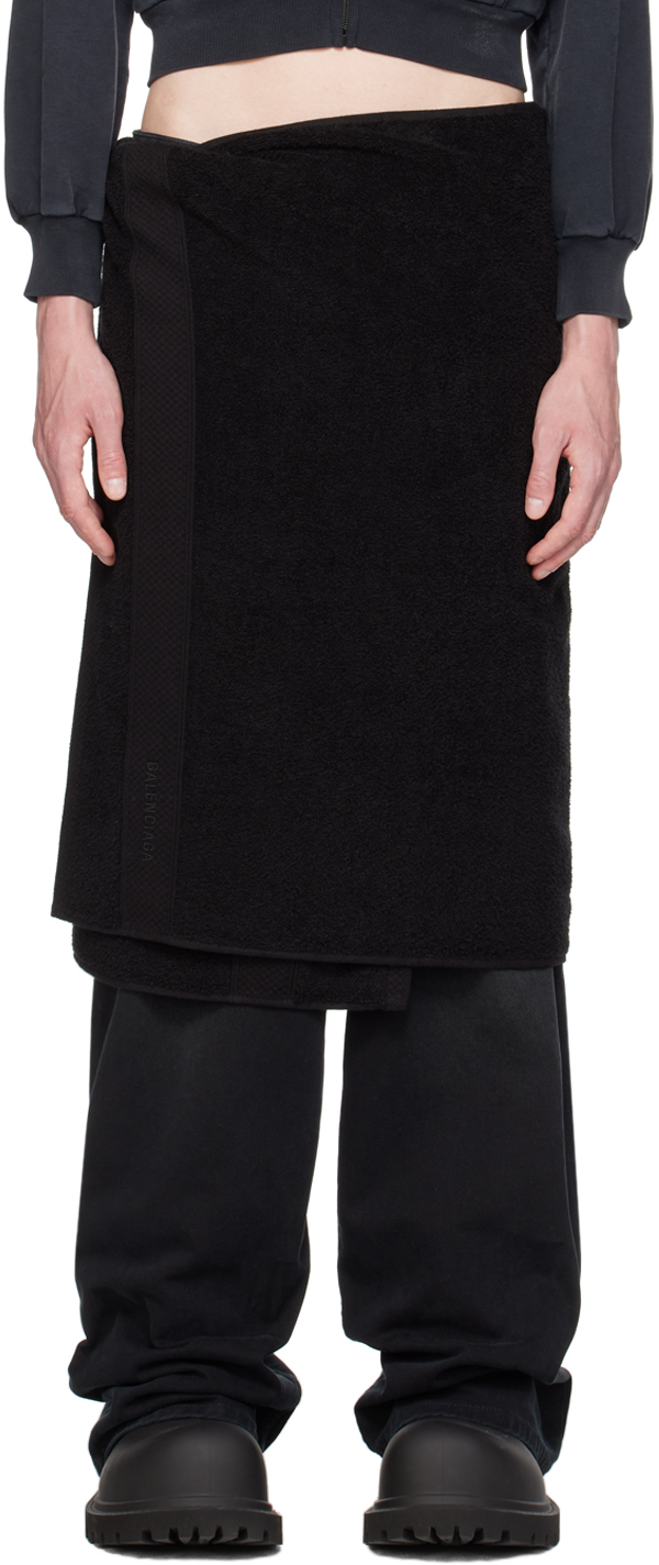 Black Towel Midi Skirt