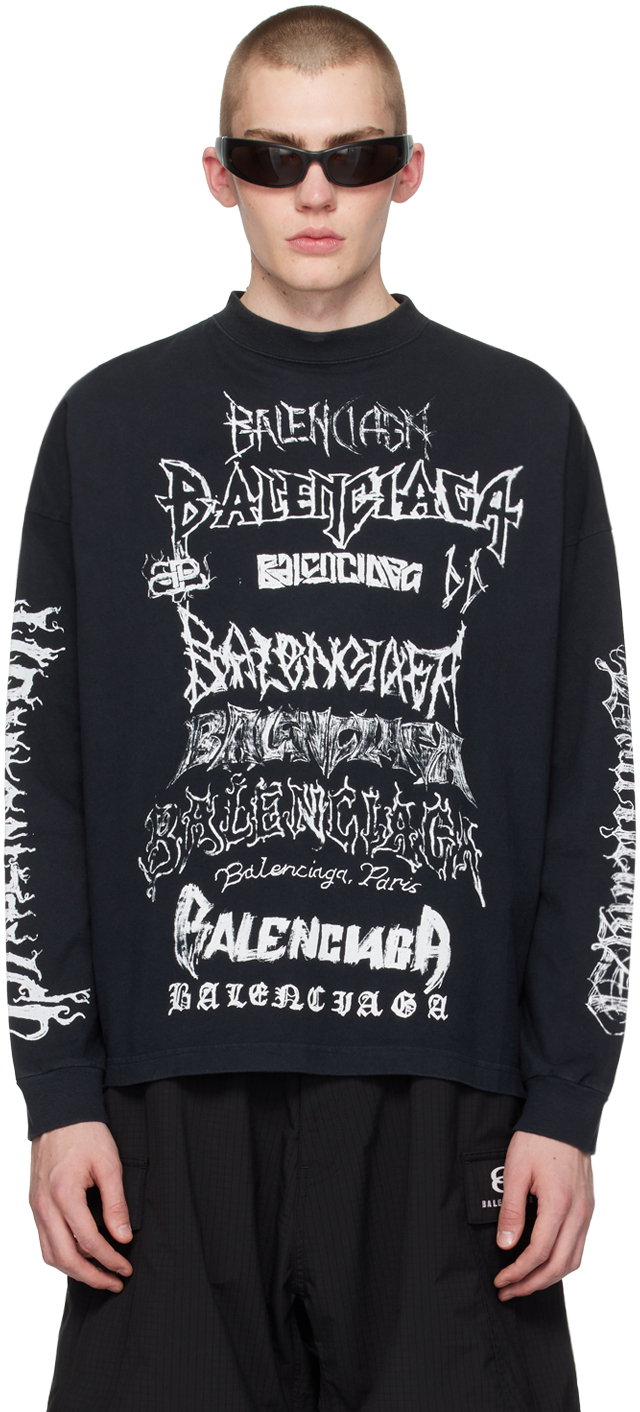 Balenciaga: Black DIY Metal Long Sleeve T-Shirt | SSENSE