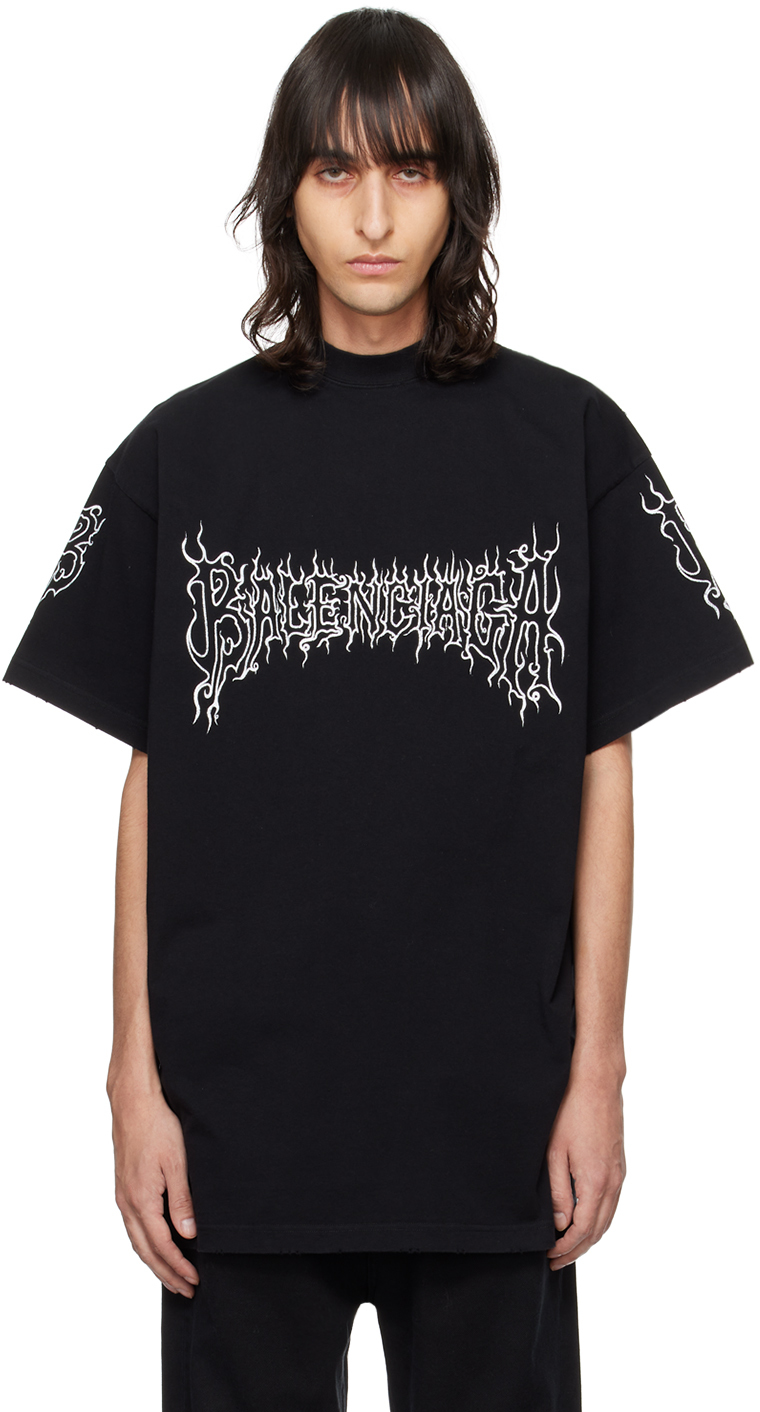 Shop Balenciaga Black Darkwave T-shirt In 1070 Black/white