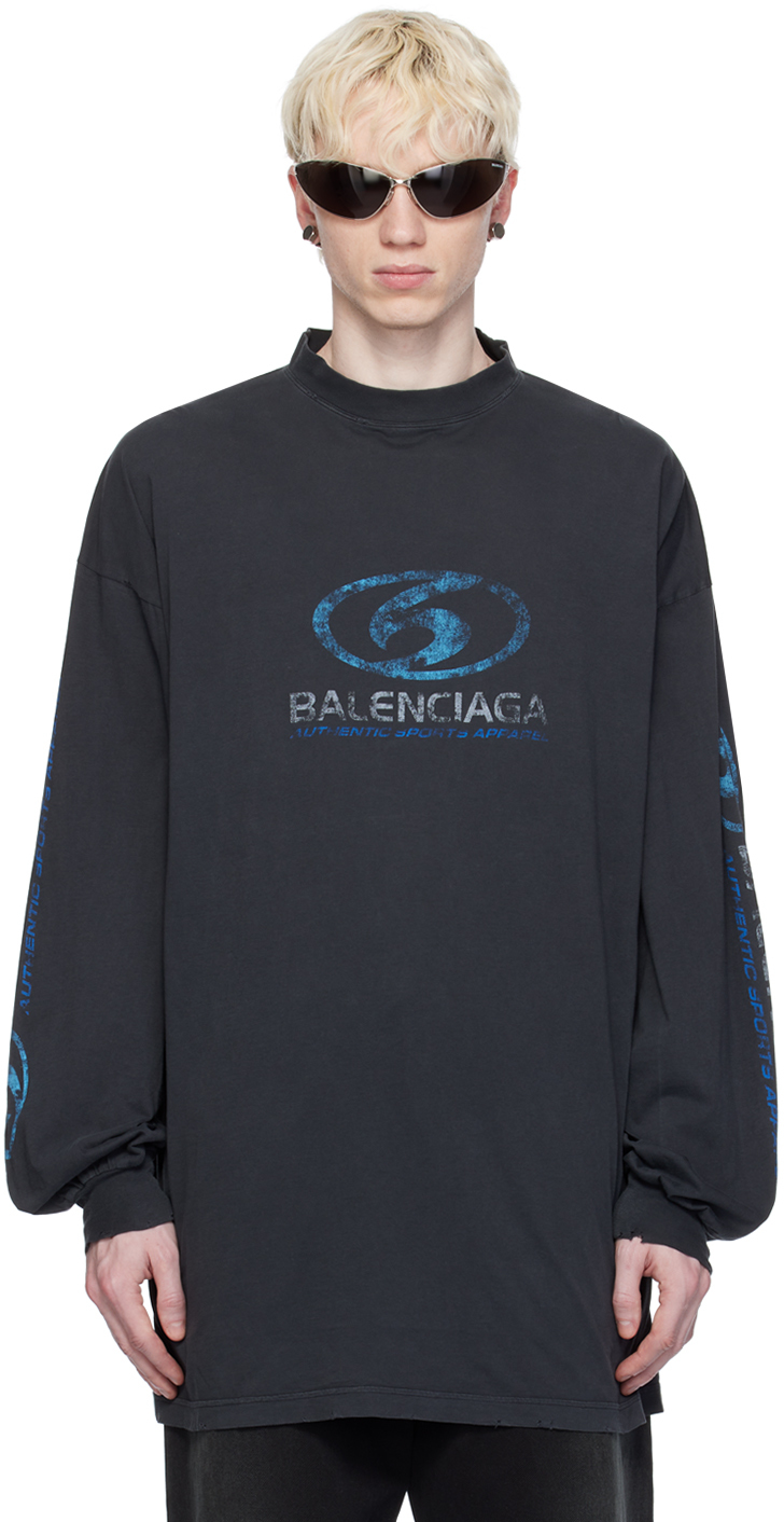 Balenciaga: ブラック Surfer 長袖Tシャツ | SSENSE 日本