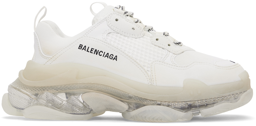Balenciaga White Triple S Clear Sole Sneakers