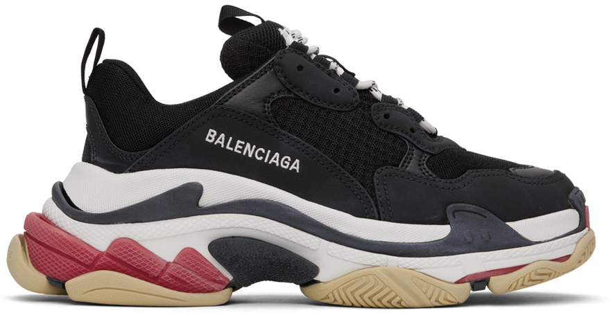 Balenciaga: Black & White Triple S Sneakers | SSENSE