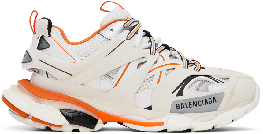 Balenciaga: White & Orange Track Sneakers | SSENSE