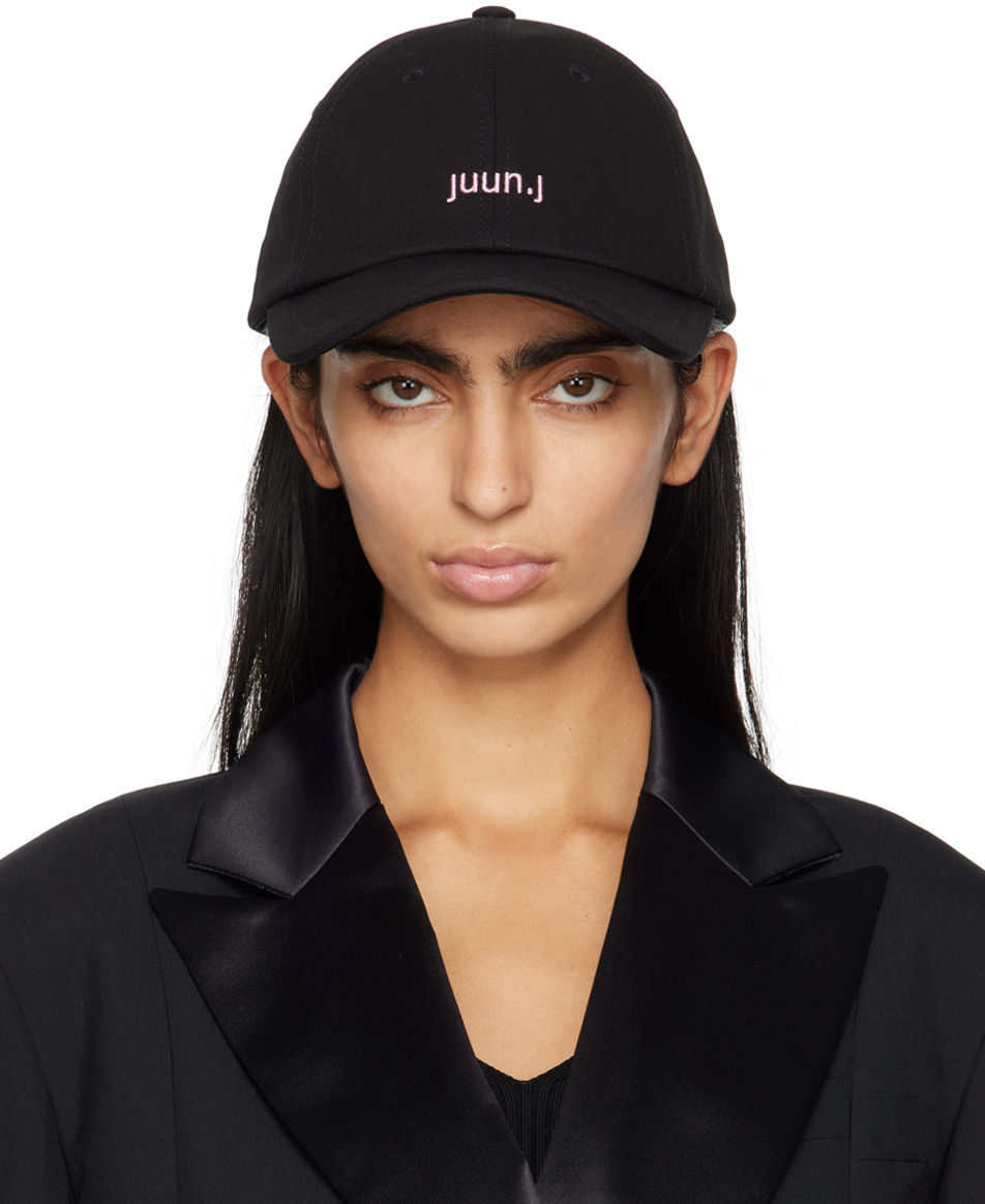 Juunj Black Embroidery Basic Cap In 5 Black