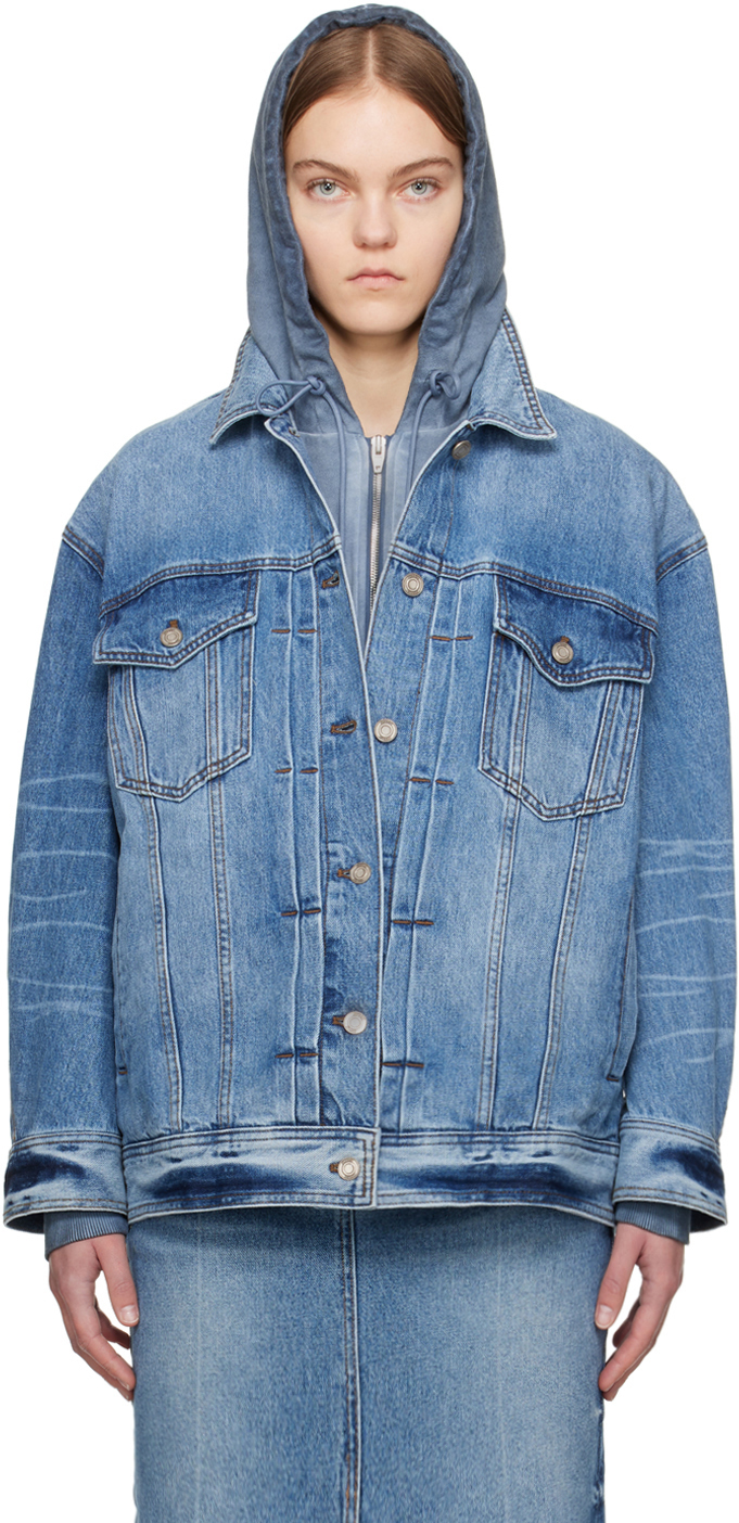 Blue Faded Denim Jacket by Juun.J on Sale