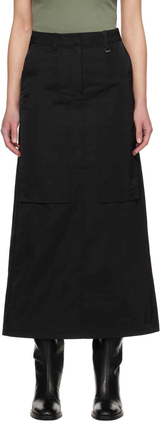 Juunj Black Paneled Maxi Skirt In 5 Black