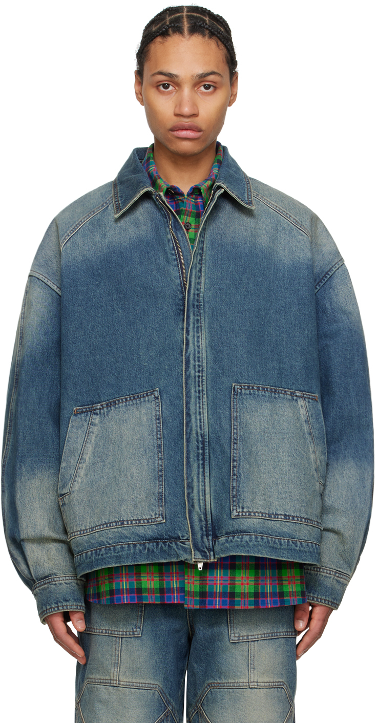 Blue Pocket Denim Jacket by Juun.J on Sale