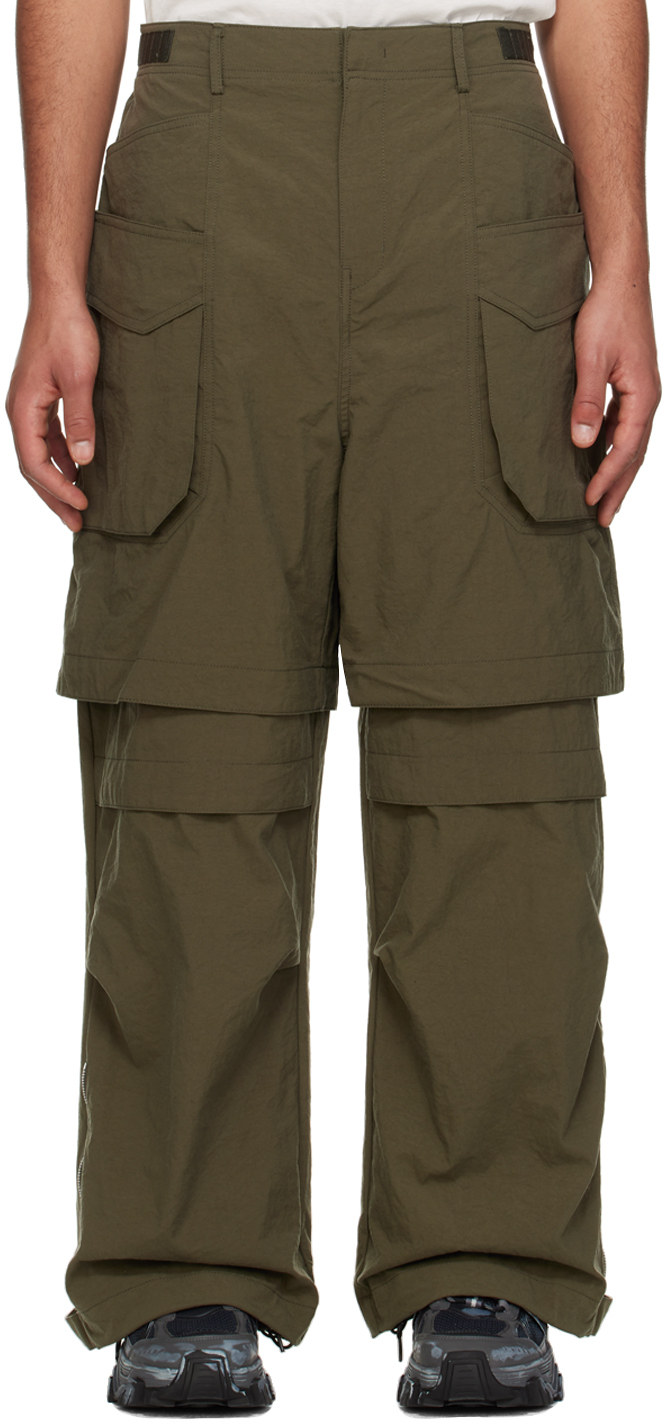 Juunj Green Layered Cargo Pants In H Khaki