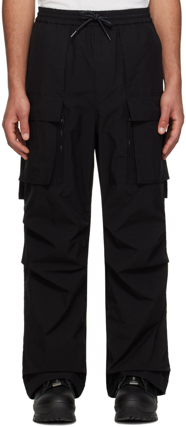 Juunj Black Puckering Cargo Trousers In 5 Black