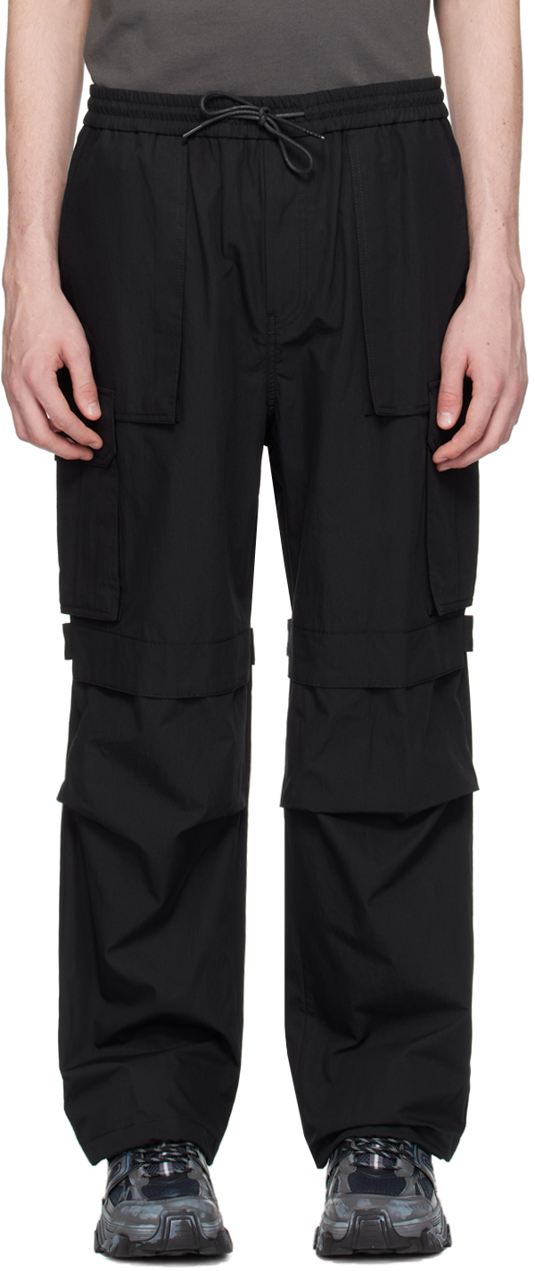 Black Velcro Strap Cargo Pants by Juun.J on Sale