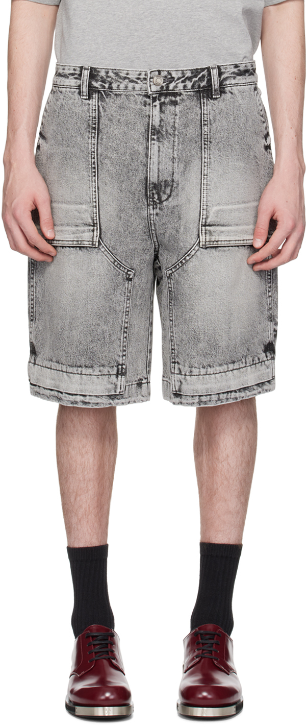 Shop Juunj Gray Faded Denim Shorts In 3 Grey