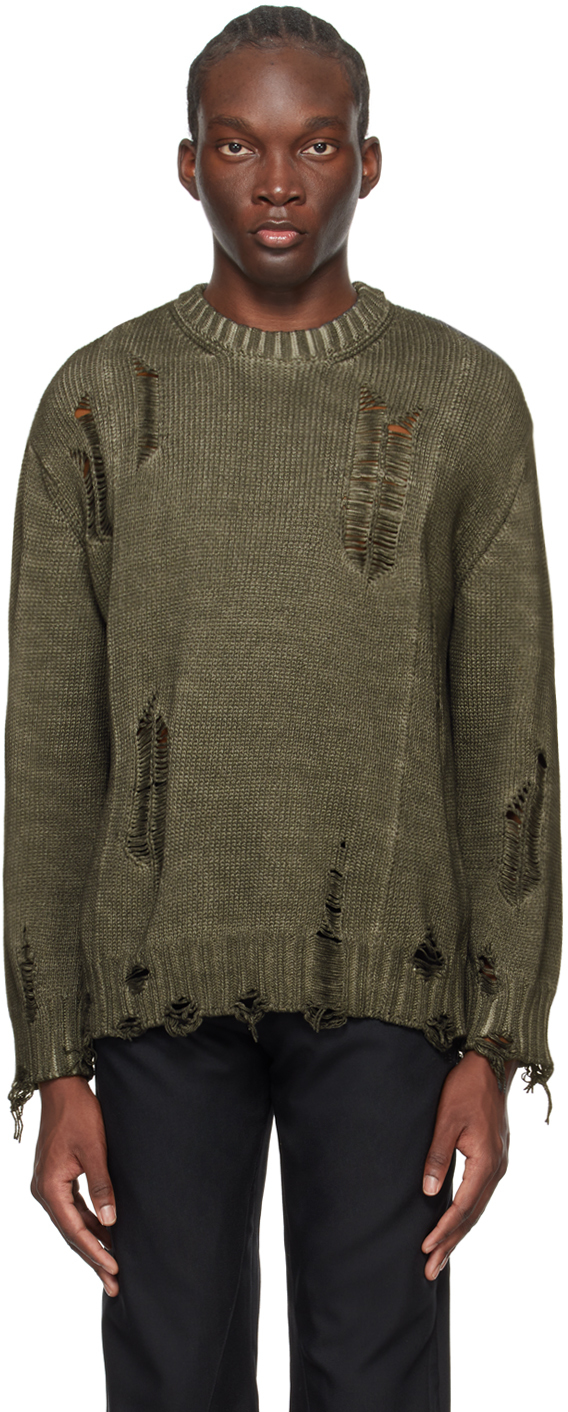 Khaki Distressed Sweater