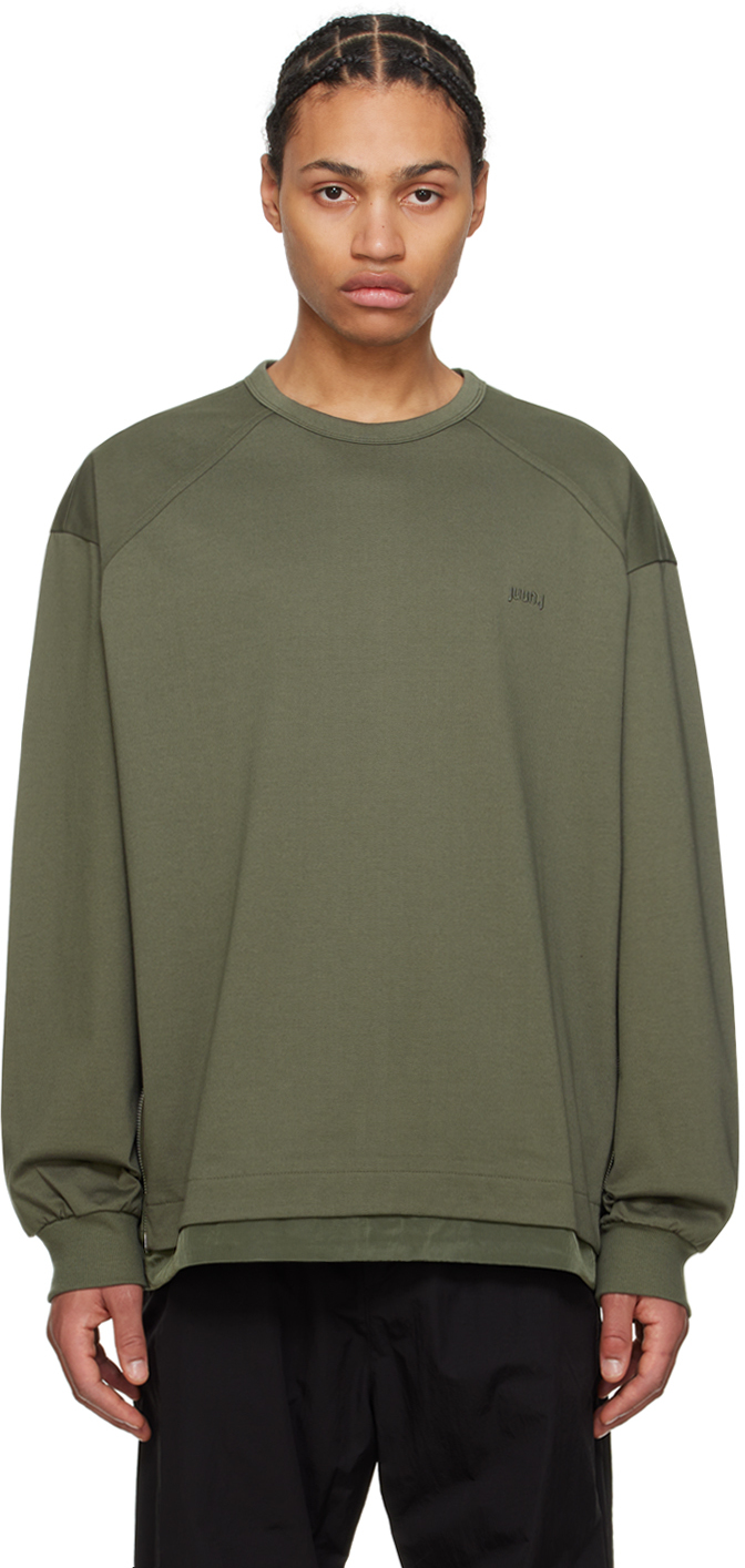 Juunj Green Side Zip Sweatshirt In H Khaki
