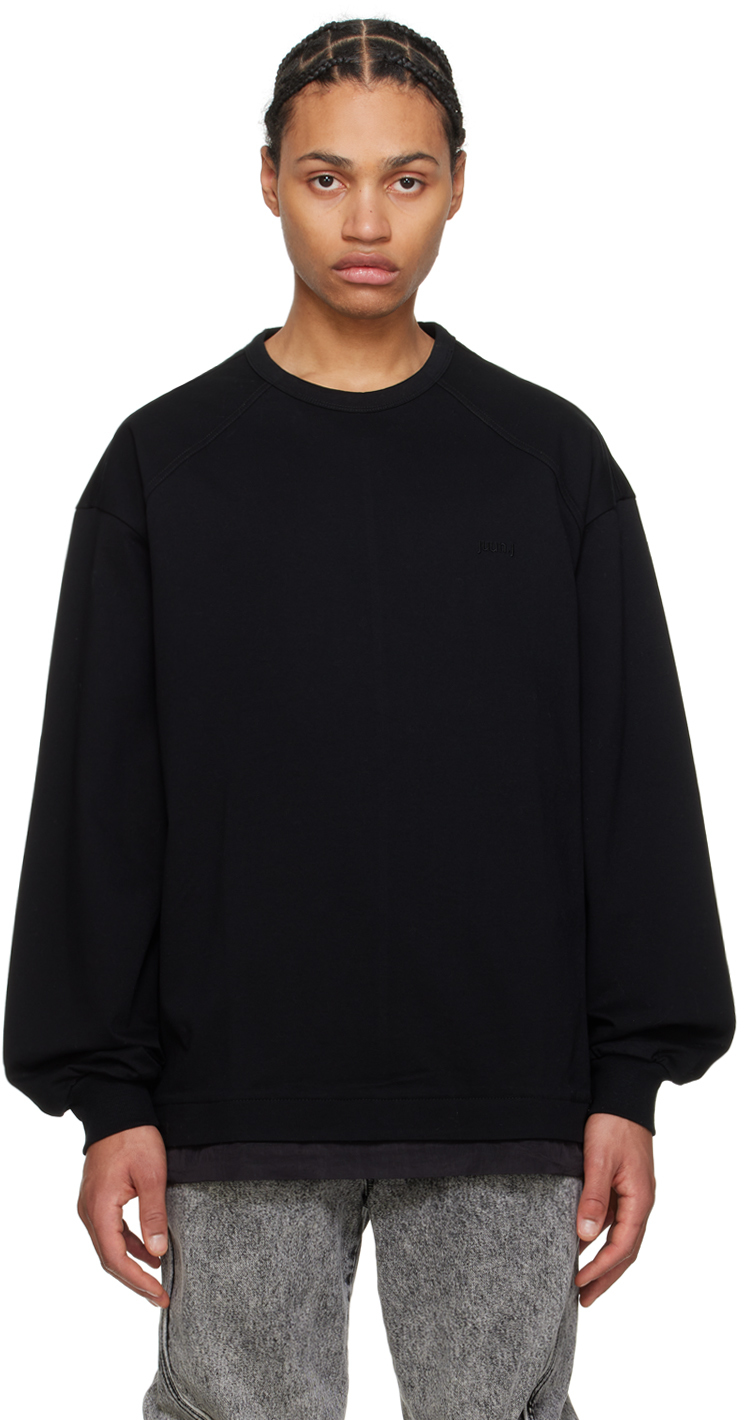 Juun.j Black Side Zip Sweatshirt In 5 Black