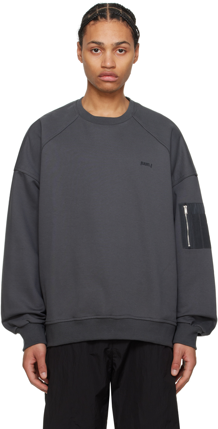 Juun.j Gray Embroidered Sweatshirt In 3 Grey