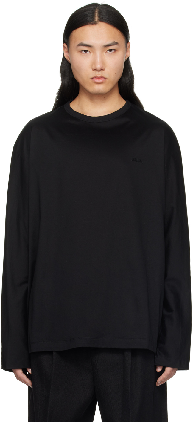 Juunj Black Embroidered Long Sleeve T-shirt In 5 Black