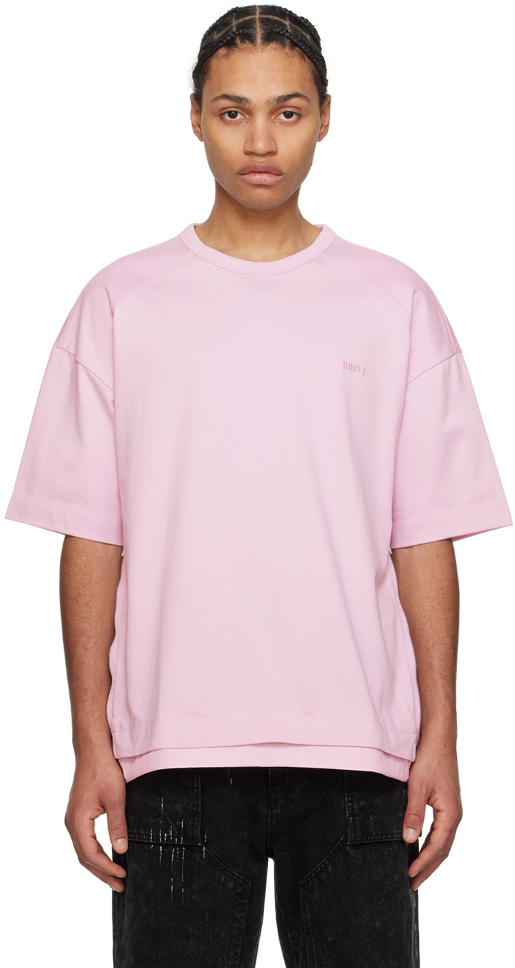 Shop Juunj Pink Side Zip T-shirt In Y Light Pink