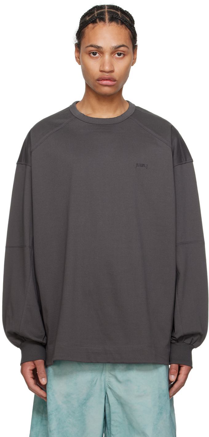 Gray Embroidered Long Sleeve T-Shirt by Juun.J on Sale