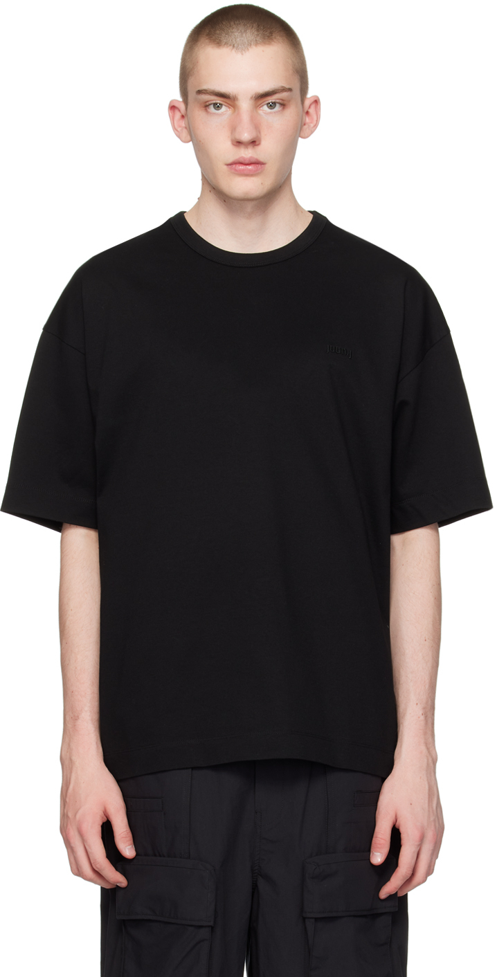 Shop Juunj Black Embroidered T-shirt In 5 Black