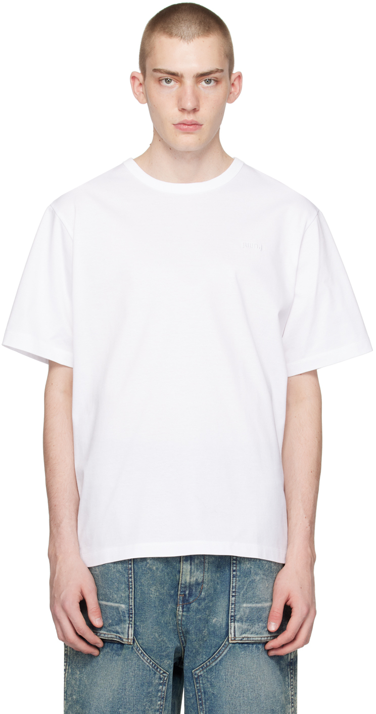 White Embroidered T-Shirt by Juun.J on Sale