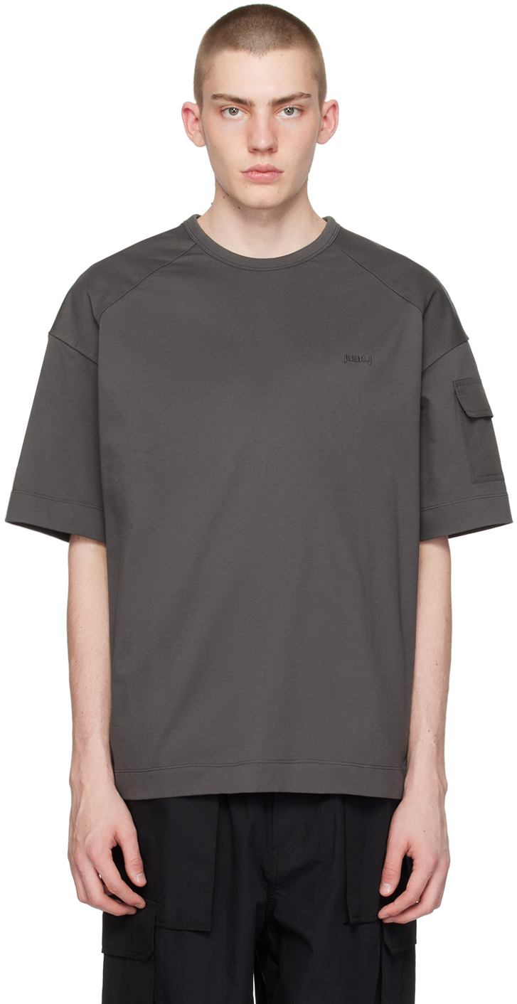 Shop Juunj Gray Flap Pocket T-shirt In 3 Grey