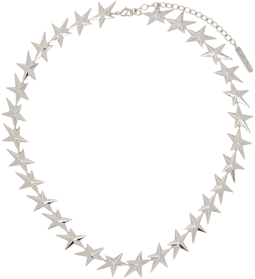 Mugler Silver Star Necklace In 9088 Palladium