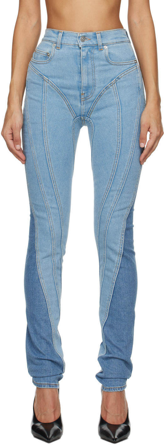 Mugler Blue Spiral Jeans In B2905 Light Blue