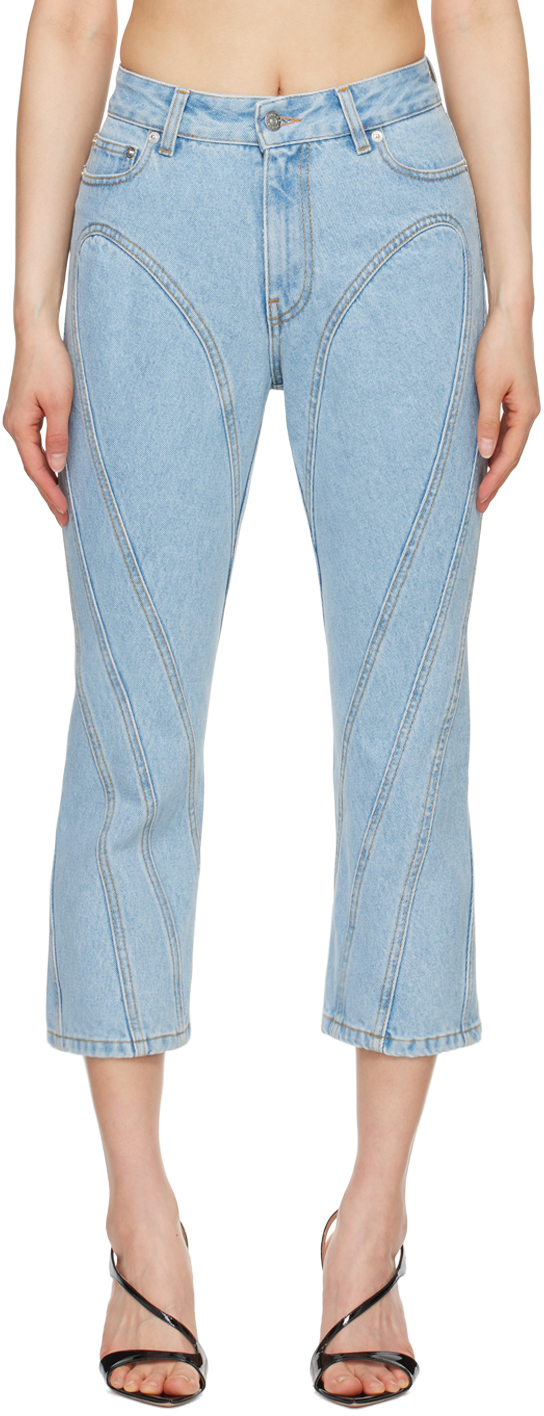 Mugler Blue Capri Jeans In 2905 Light Blue