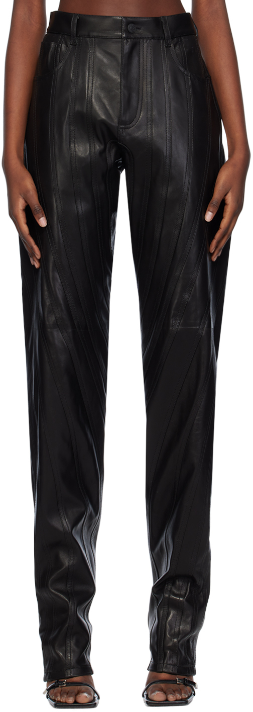 Black Spiral Leather Pants