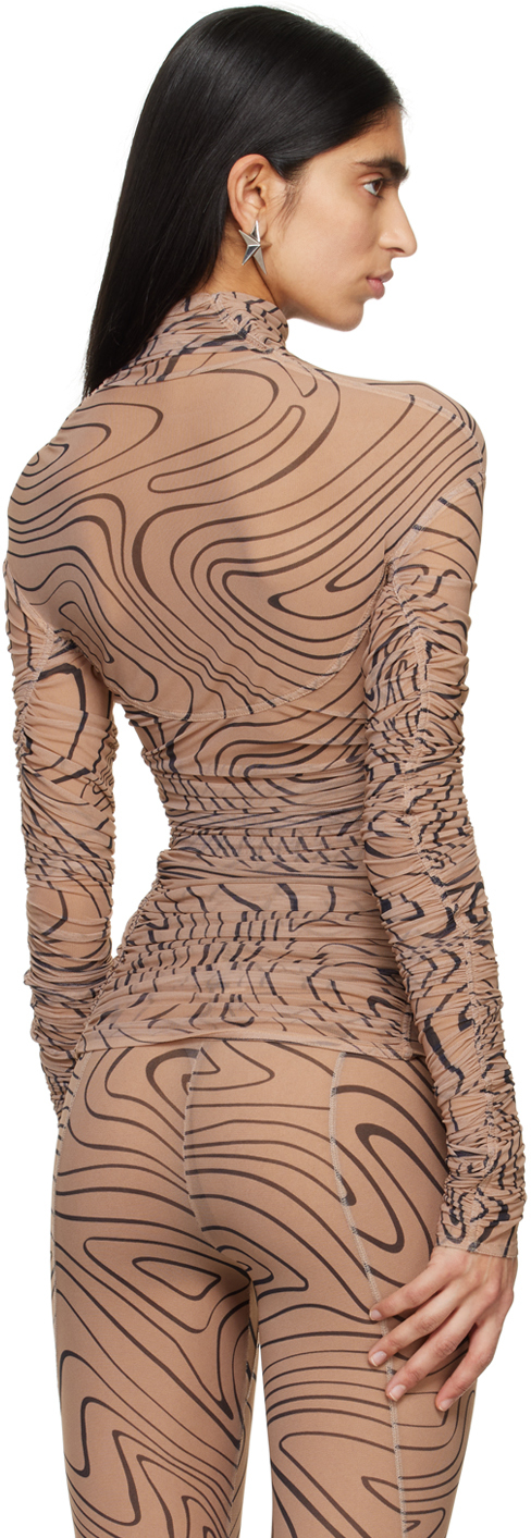 Mugler Beige Printed Turtleneck In So29 Star Print Tan