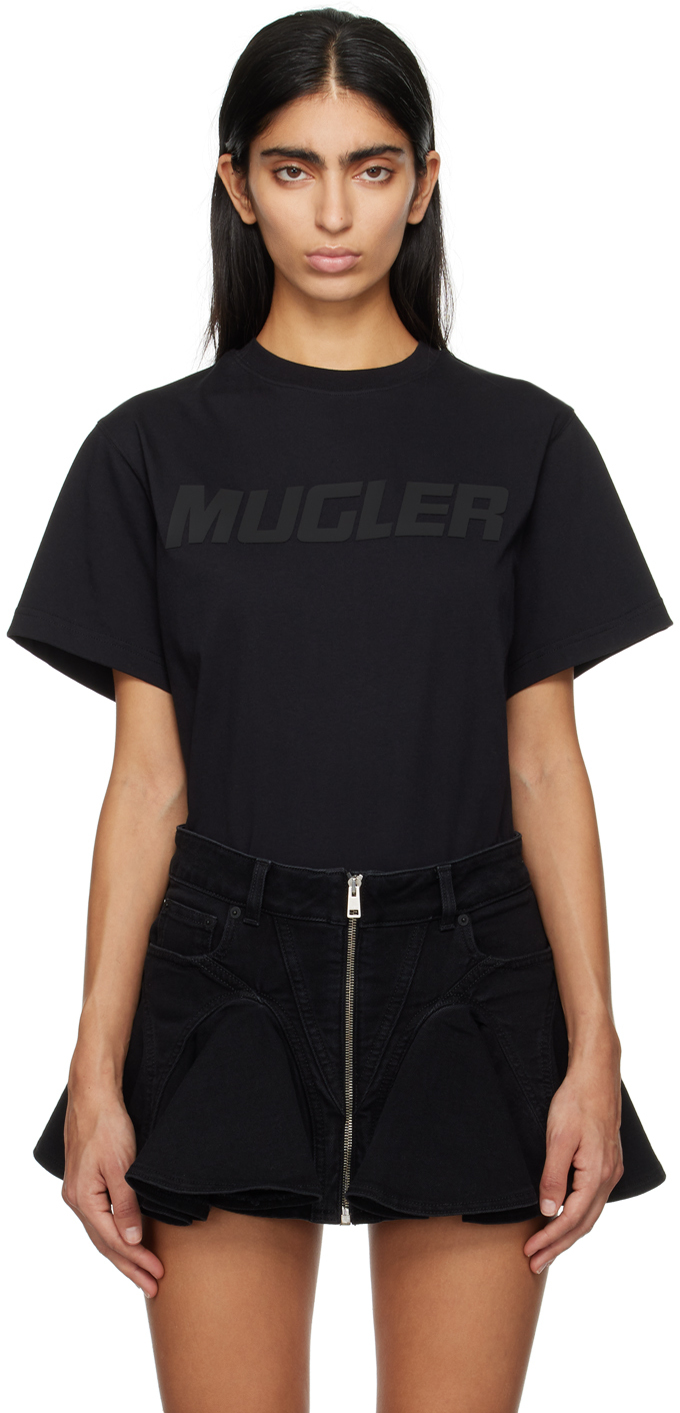 Shop Mugler Black Bonded T-shirt In 1999 Black