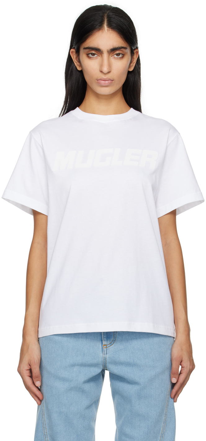 Mugler White Bonded T-shirt In 1016 Warm White