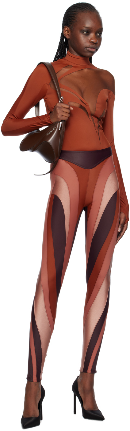 Mugler Tan Swirly Bodysuit In B71n2 Sienna/nude 02