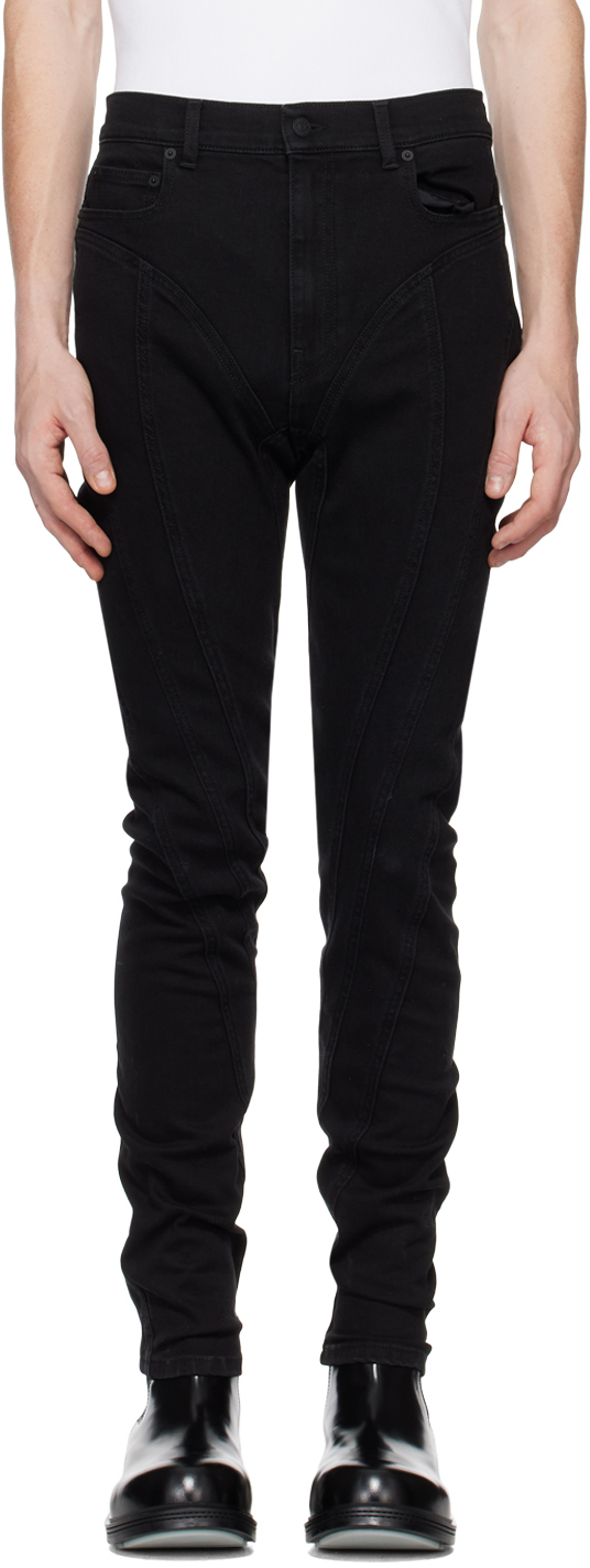 【関税込み】Mugler ブラック Spiral ジーンズ Mugler: Black Spiral Jeans | SSENSE