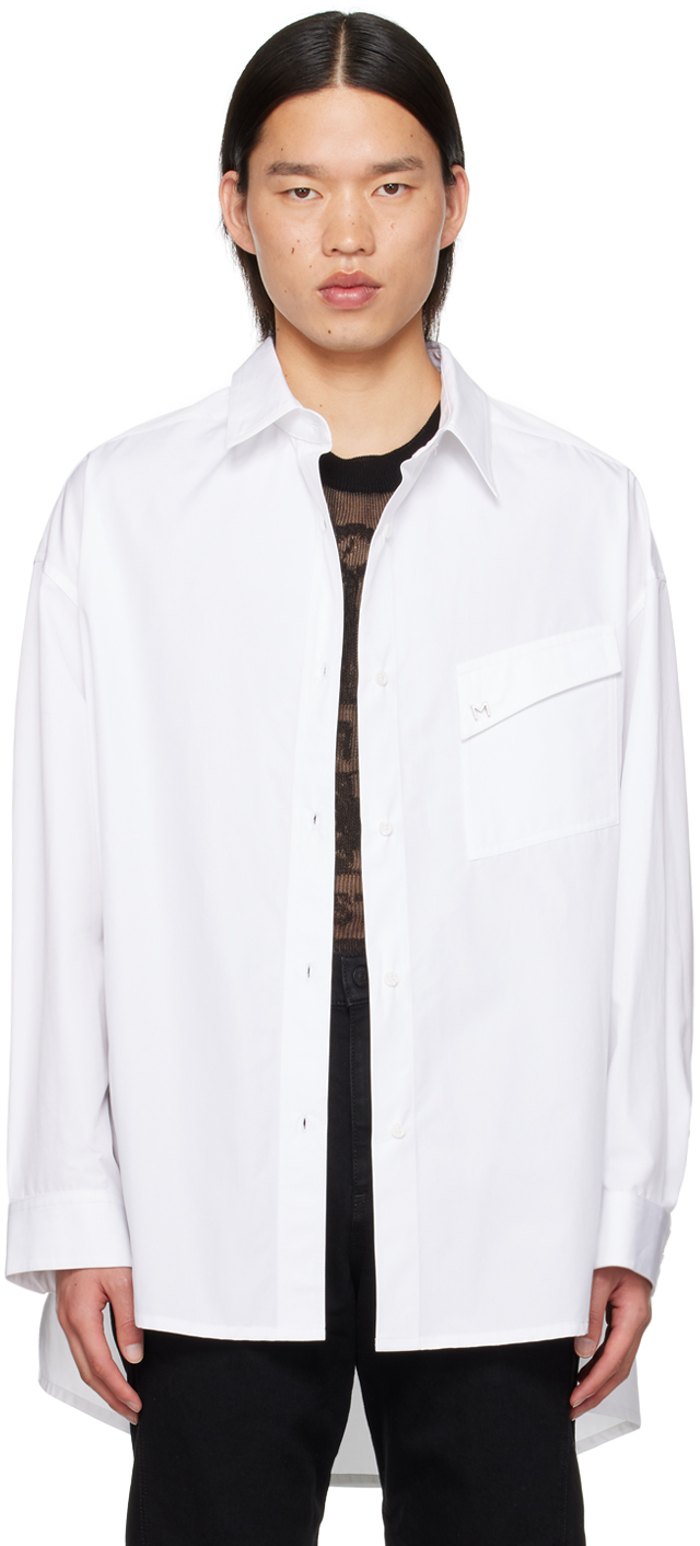 Mugler White Oversized Shirt In Blanc Optique