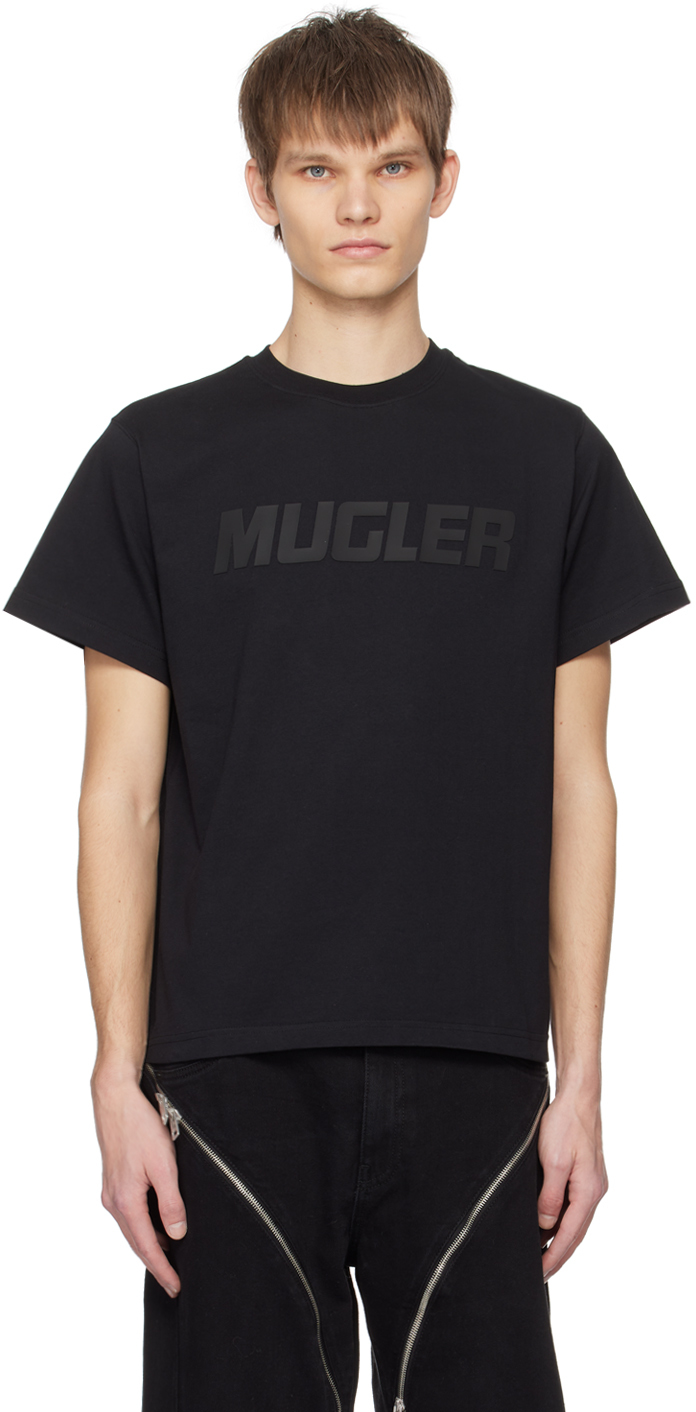 Mugler h\u0026m スワーリングスター メッシュTシャツ 黒 新品袖丈七分袖