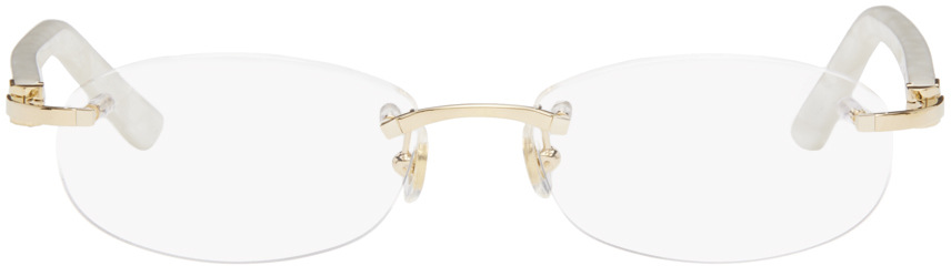 Cartier Gold Oval Glasses In 002