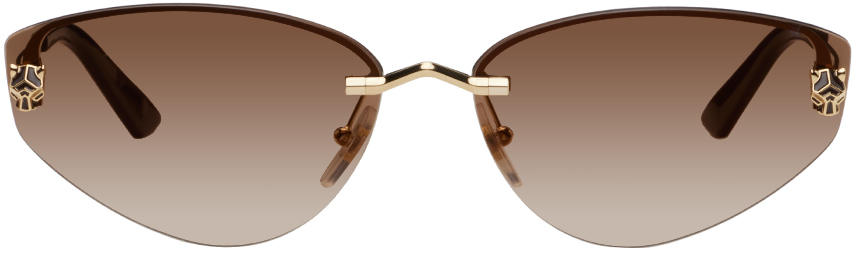 Cartier Gold Cat-eye Sunglasses In 002 Gold