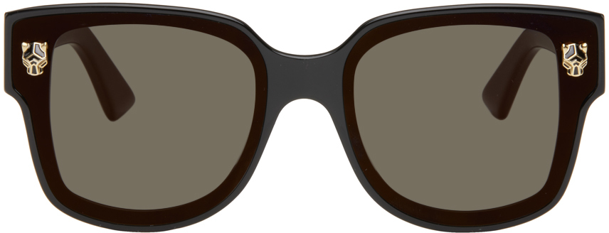 Cartier Black Panthère Sunglasses In 001 Black