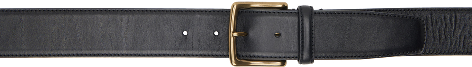 Officine Creative Black Oc Strip 03 Belt In Buttero Nero