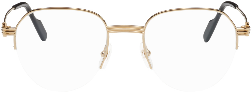 Shop Cartier Gold Round Glasses In Gold-gold-transparen