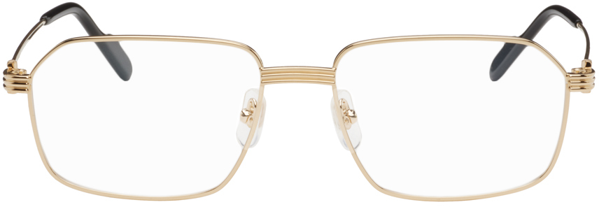 Cartier Gold Square Glasses In Gold-gold-transparen