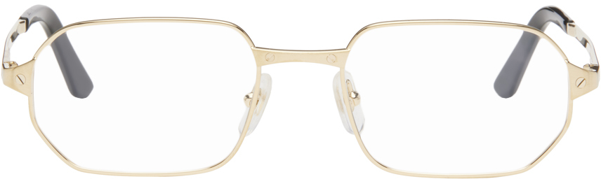 Cartier Gold Rectangular Glasses In Gold-gold-transparen