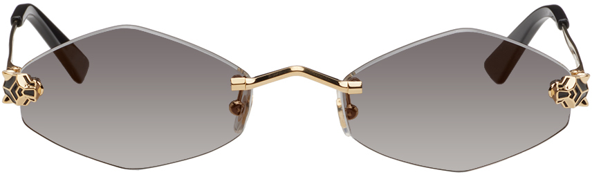 Cartier Gold 'panthère De ' Sunglasses In Gold-gold-grey